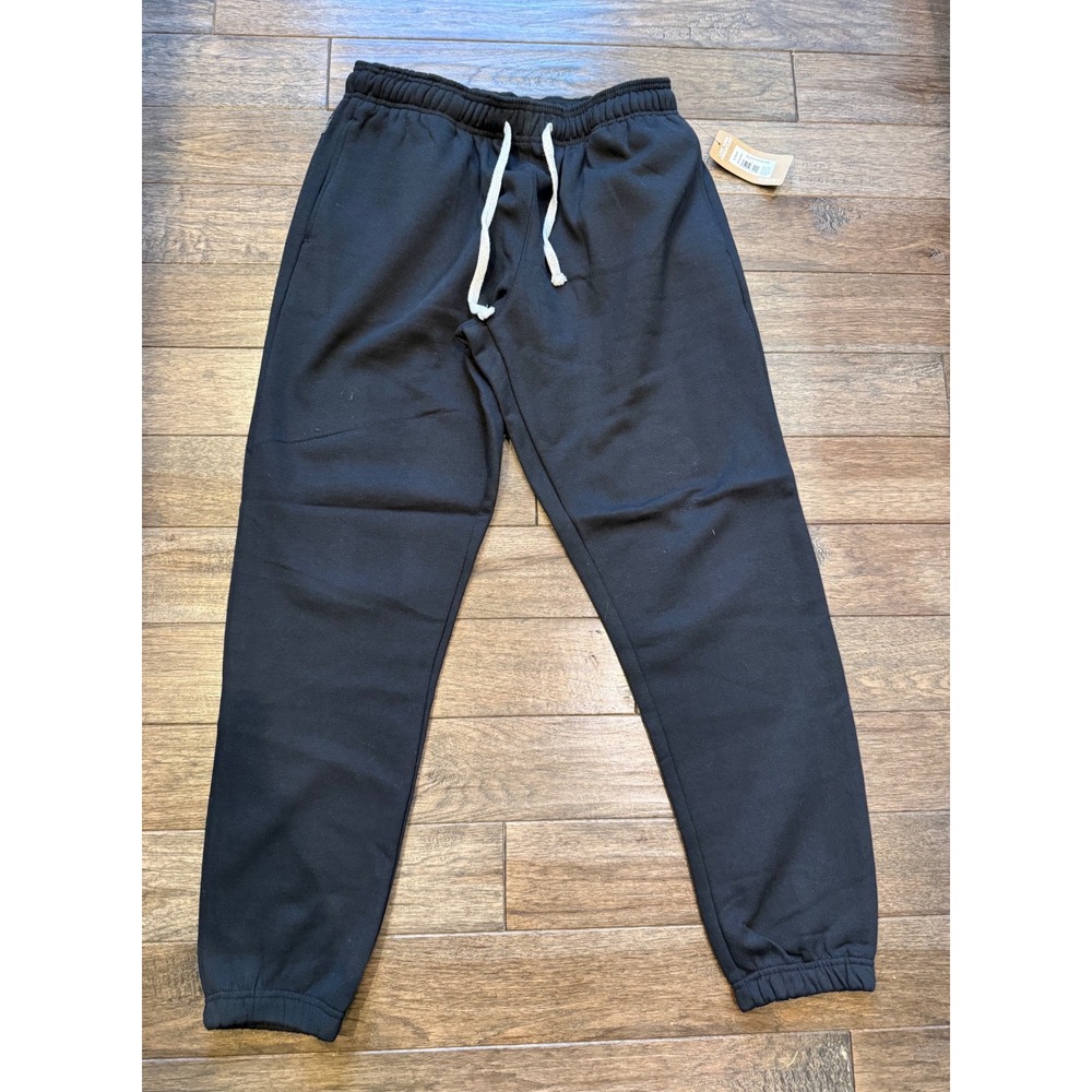 Eddie Bauer Signature Sweatpants Mens Large Black Fleece Joggers 1773 NEW